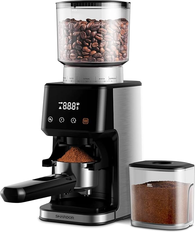 SHARDOR Electric Conical Burr Espresso Grinder with Precision Timer an
