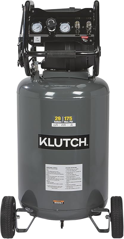 Klutch 29-Gallon Air Compressor: 2.5 HP, 175 PSI for Heavy-Duty Worksh