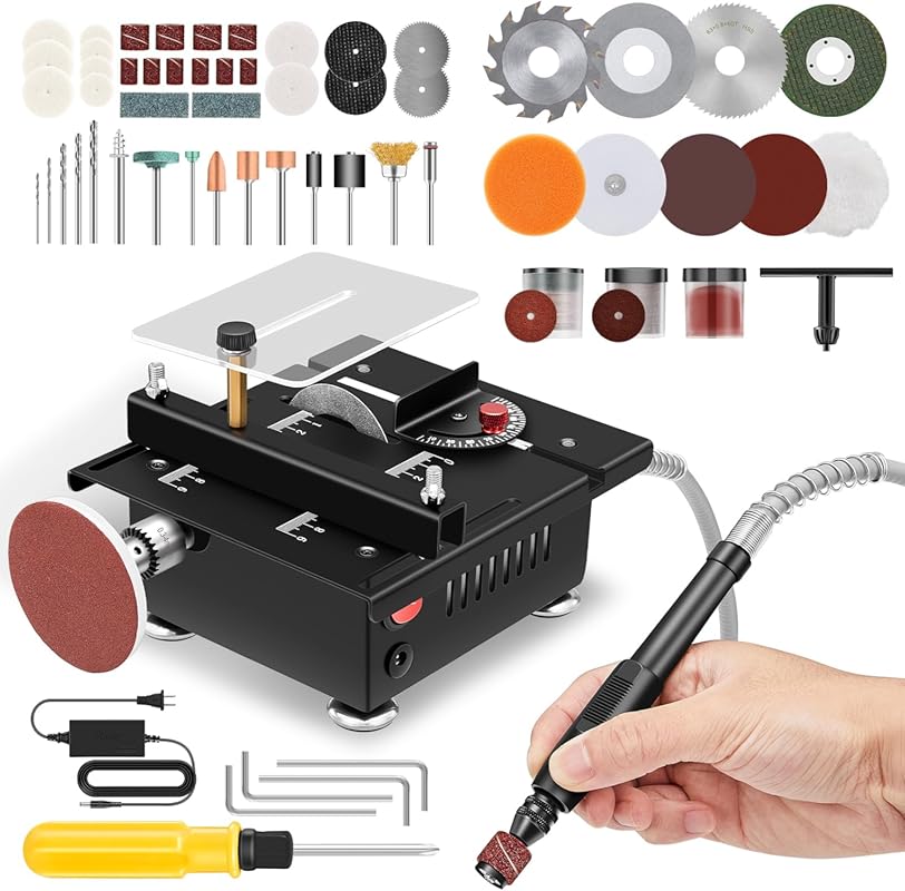 Portable Mini Multifunctional Table Saw for Crafts with Adjustable Spe