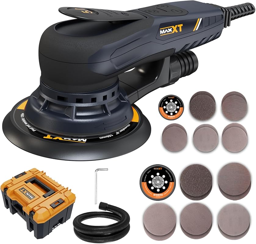 MAXXT Professional Electric Random Orbital Sander Kit, Brushless, Vari
