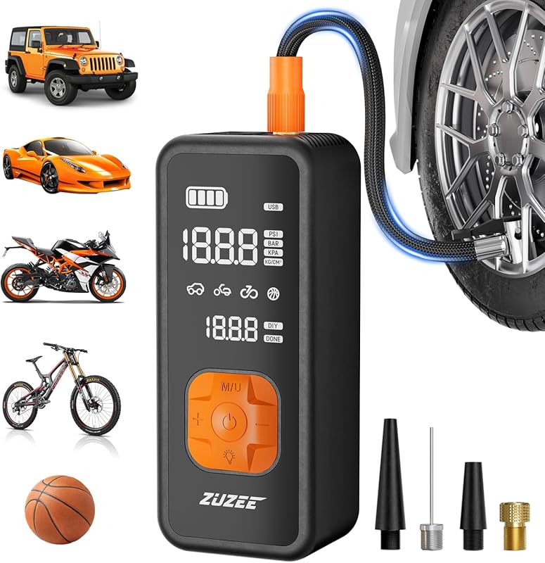 Portable Air Compressor & Tire Inflator with Digital Gauge and LED Lig