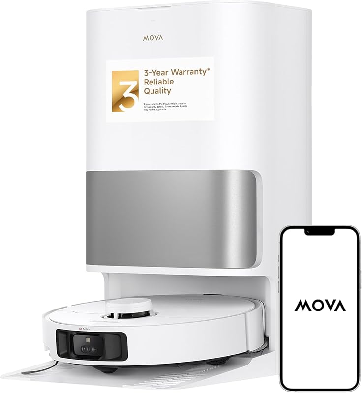 Mova Robot Vacuum Mop with Hot Water Mop Cleaning, Dual Spinning Mops,
