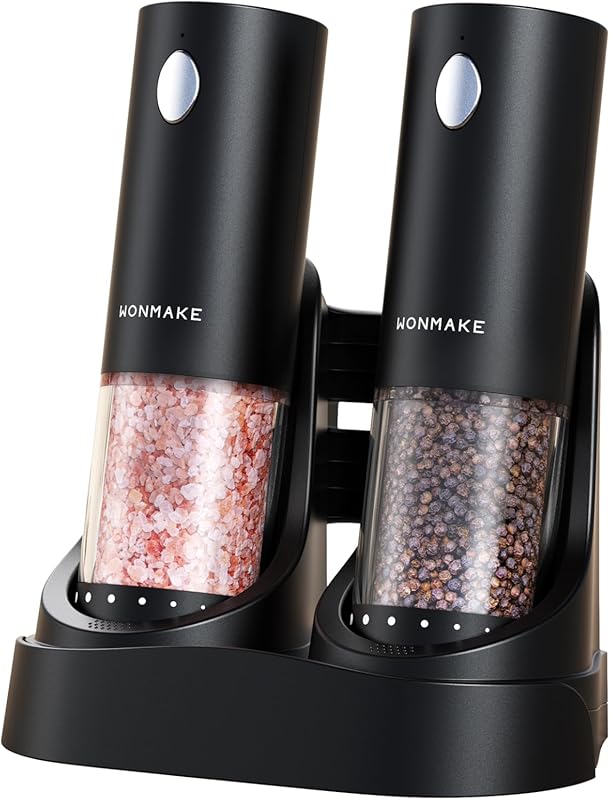 Best Automatic Electric Salt and Pepper Grinder Set: Charging Base, LE