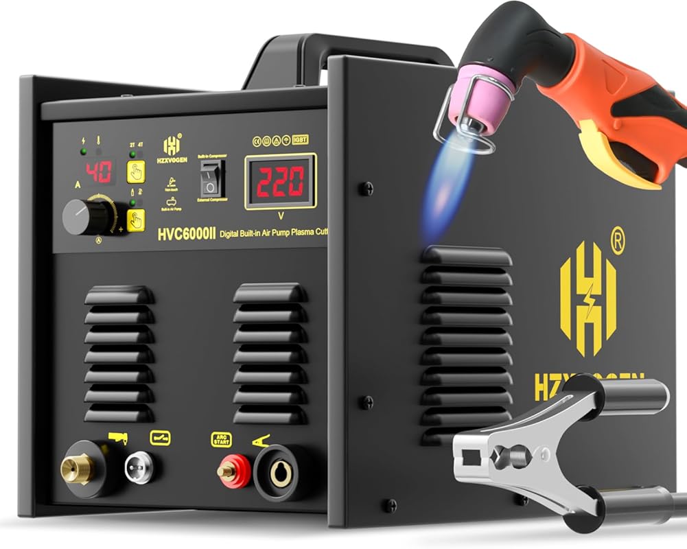 HZXVOGEN Plasma Cutter with Built-in Air Compressor, 50 Amp, Pilot Arc