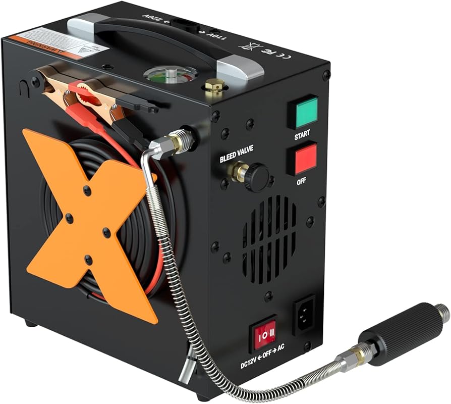 PCP Air Compressor for Scuba & Air-Guns, 4500 PSI Oil-Free, Auto-Shuto