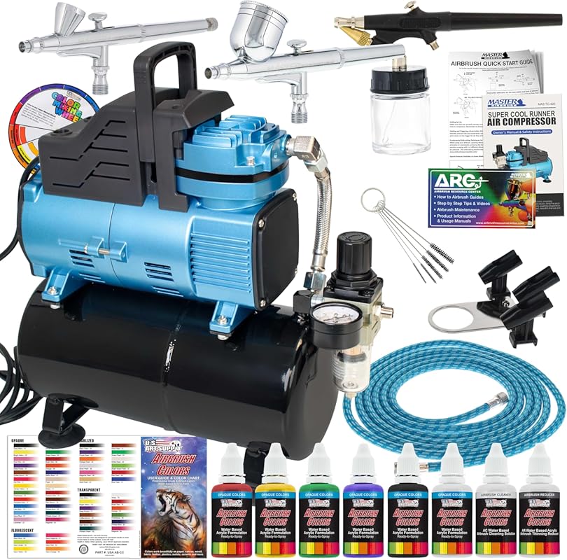 Master Airbrush Cool Runner Dual Fan Air Compressor with Storage Tank 