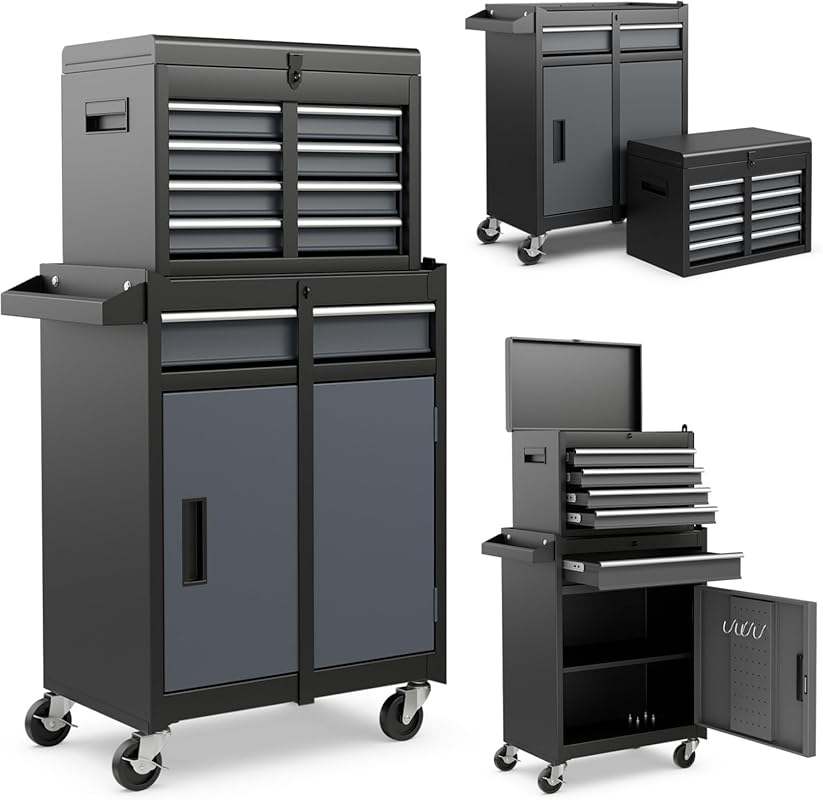Goplus 5-Drawer Rolling Tool Chest with Lockable Wheels, Detachable To