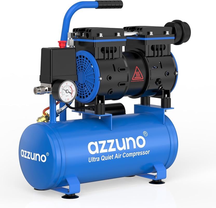 AZZUNO 2 Gallon Quiet Oil-Free Air Compressor for Auto Repair, Tire In