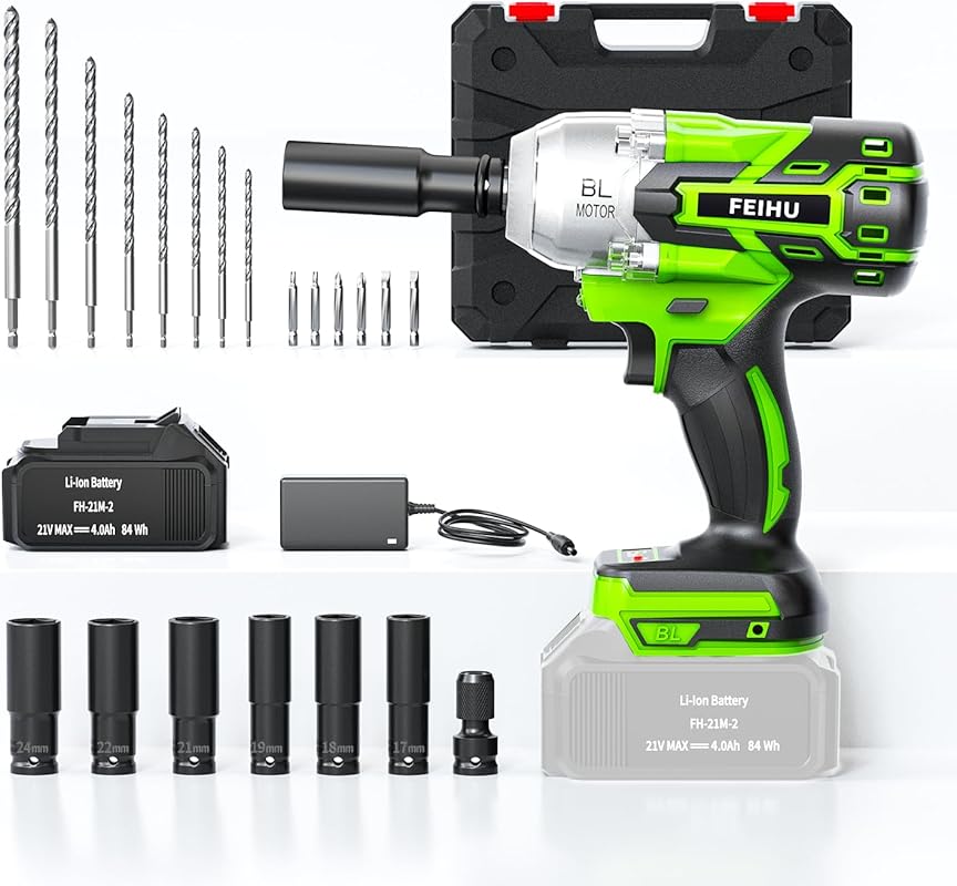 Powerful Cordless 1/2-inch Impact Wrench for Car Tires and Lug Nuts (4