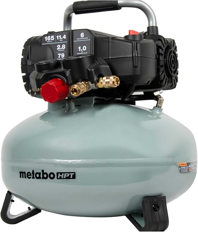 5 Best Rated Pancake Air Compressors: Expert Picks for Quality 3 Metabo HPT 6 Gallon 165 PSI Portable Oil-Free Lightweight Pancake Air
