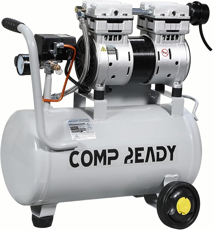 6 Gallon Portable Air Compressor, 1HP, 2.5 CFM at 90 PSI, Ultra Quiet,