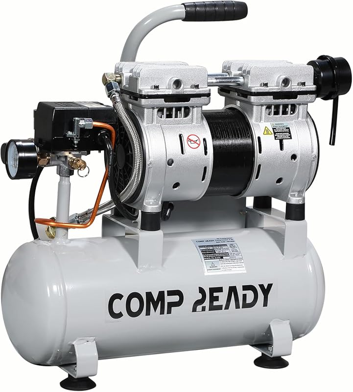 Portable 2 Gallon Quiet Air Compressor, 1.7 CFM @ 90 PSI, Oil-Free for