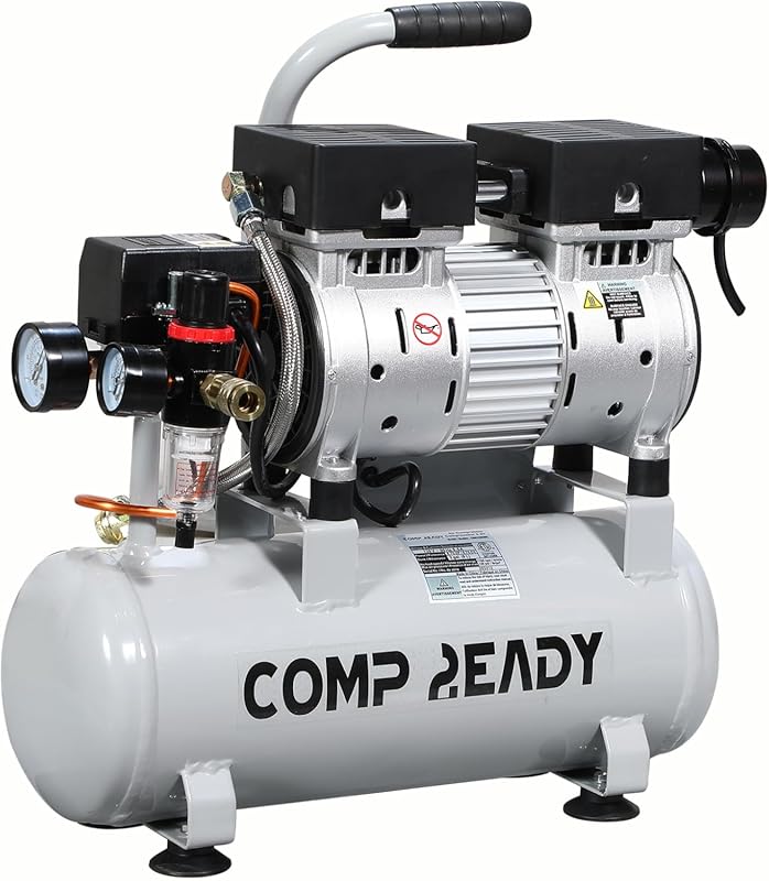 2 Gallon Portable Air Compressor: 0.75HP, 1.7 CFM, Ultra Quiet, Oil-Fr
