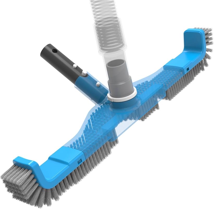 2-in-1 Pool Brush Vacuum Head with Swivel Hose, Nylon Bristles for Ing