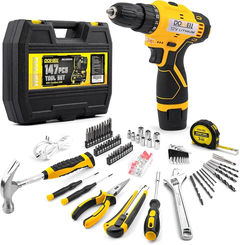 5 Best Combo Drill Sets: Expert Picks for Power & Reliability 3 DOWELL 147-Piece Tool Kit and 12V Cordless Drill Combo with 3/8
