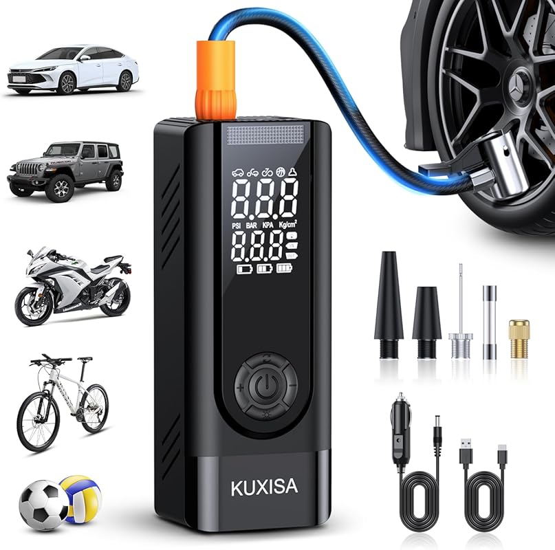 Portable Tire Inflator Air Compressor with Digital Pressure Gauge for 