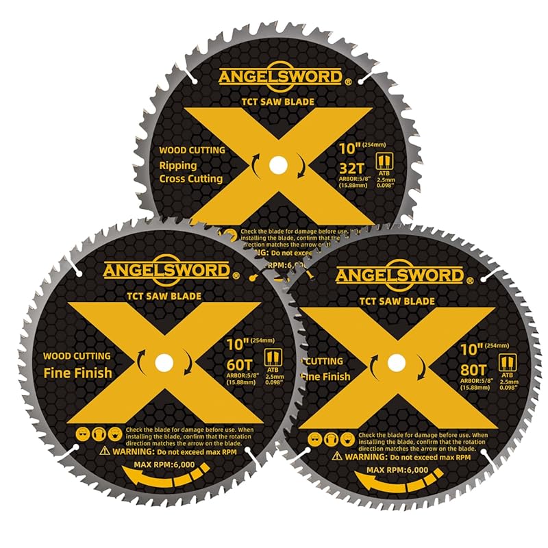 ANGELSWORD 10 Inch Miter Saw Blade Set with 60T Fine Finish and 80T Ul