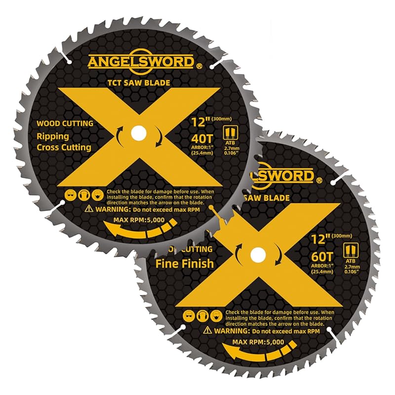 ANGELSWORD 12-Inch Miter Saw Blade 2-Pack: 40T Ripping and 60T Fine Wo