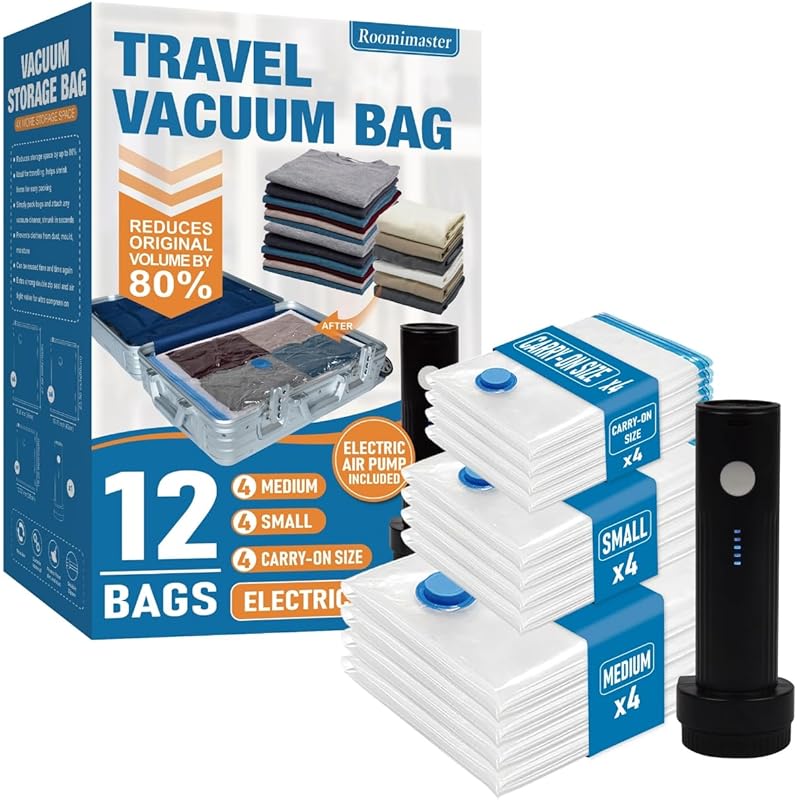 Travel Vacuum Storage Bags with Rechargeable Wireless Electric Pump fo