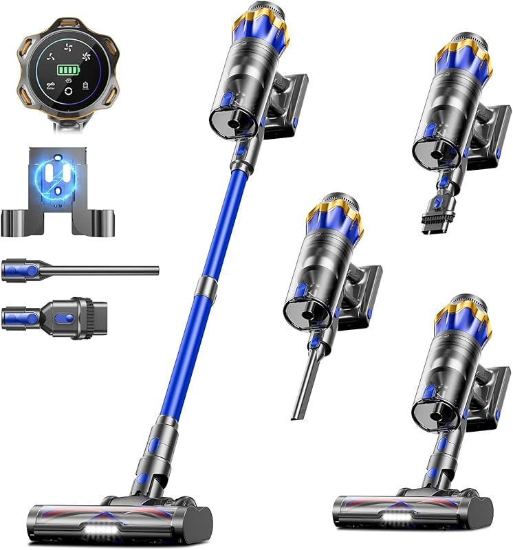 Cordless Stick Vacuum with Self-Standing and Anti-Tangle Design for Pe