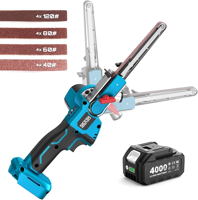 Top 5 Cordless Belt Sanders: Expert Picks for Power & Precision 3 SEESII Cordless Belt Sander: Brushless Motor, 4.0Ah Battery, 6 Speeds