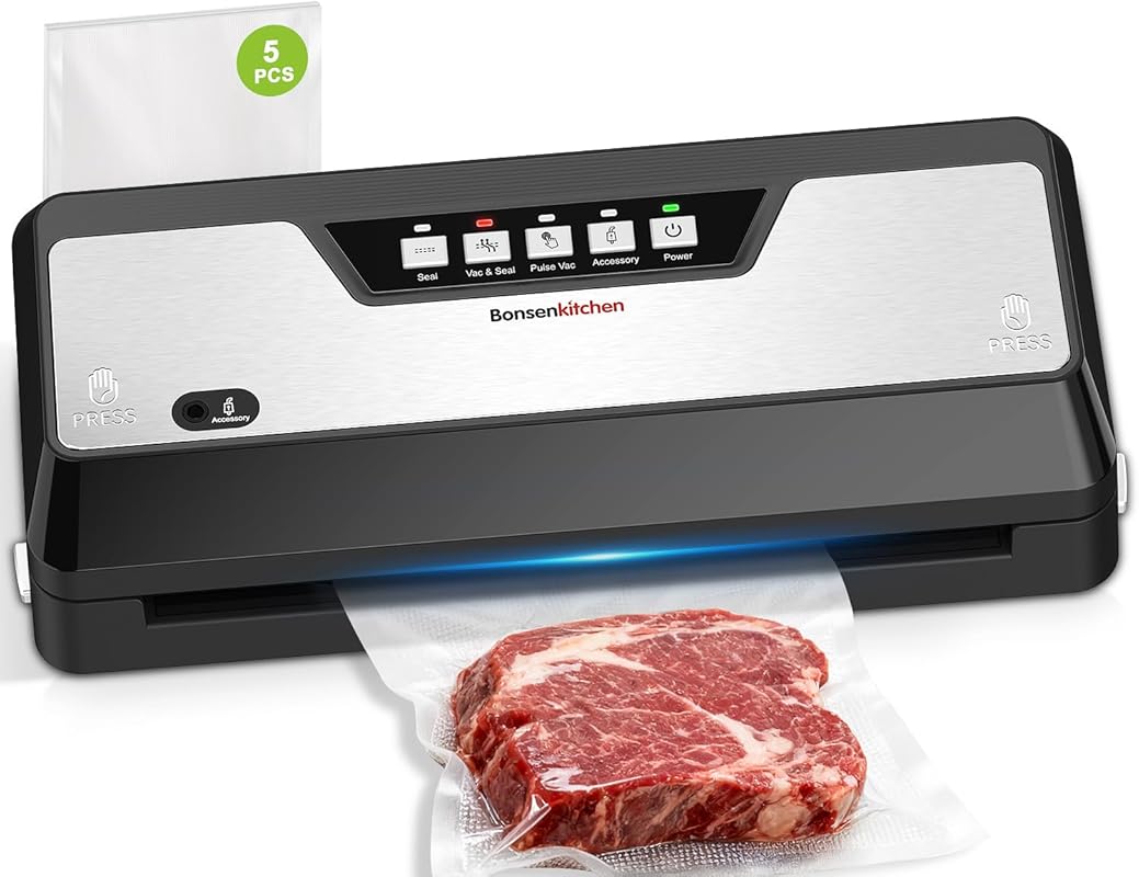 Bonsenkitchen Vacuum Sealer with Built-in Cutter and Bag Storage for S