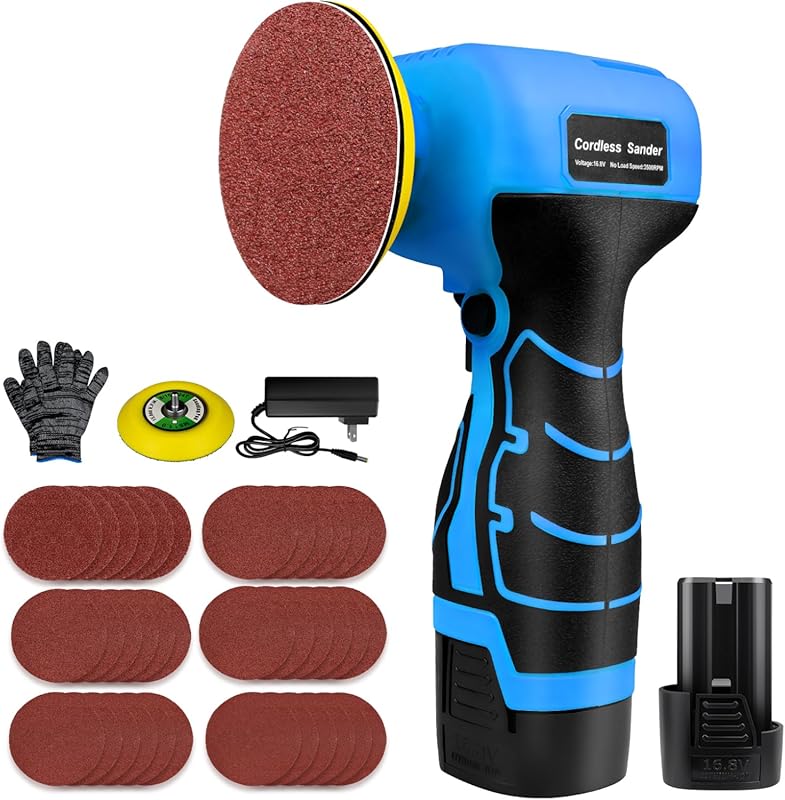Cordless Electric Sander with Battery, Compact and Lightweight for Woo