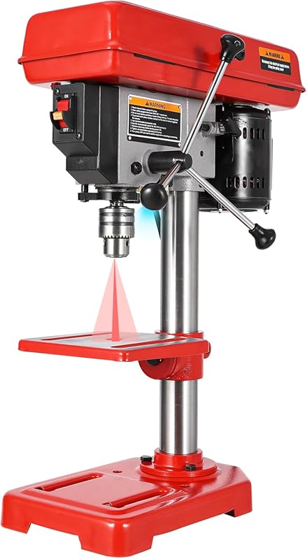 8-inch Benchtop Drill Press with Laser, 5 Speeds, Tilting Worktable & 