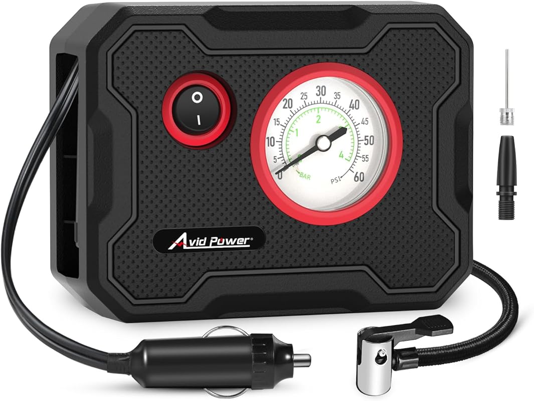 AVID POWER 12V Portable Air Compressor with Display Gauge and LED Ligh