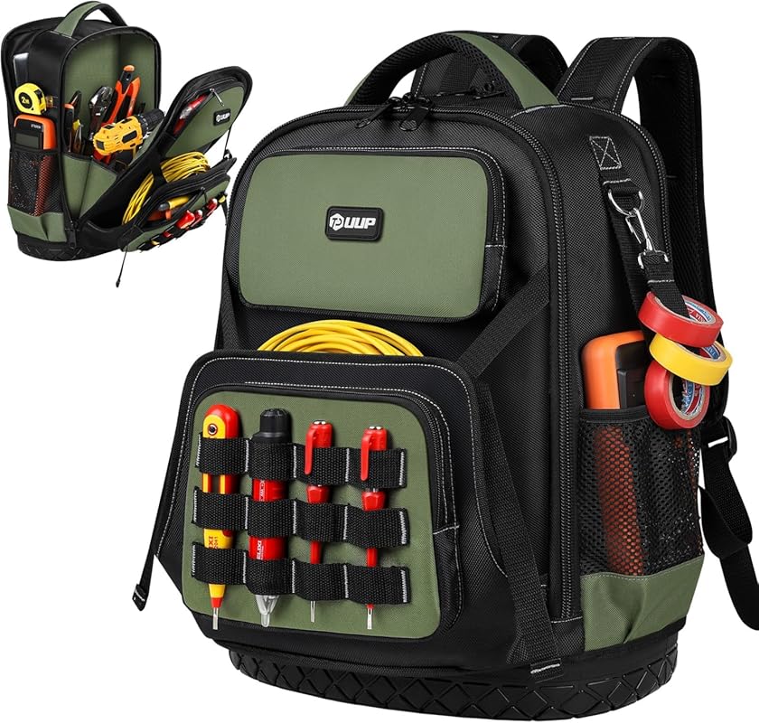 UUP Heavy Duty Large Tool Backpack: Waterproof Molded Hard Bottom with