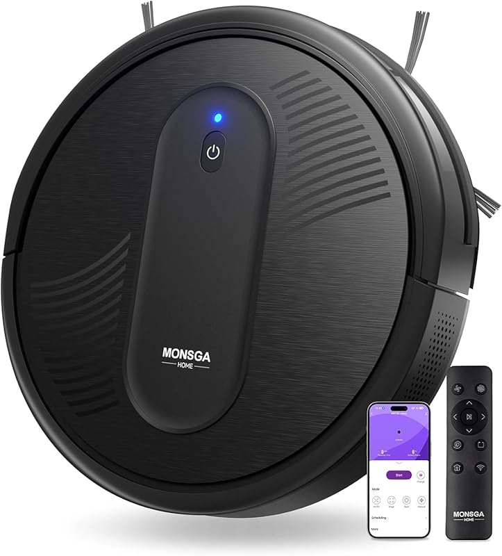 MONSGA Robot Vacuum Cleaner: 4000Pa Powerful Suction for Low Pile Carp