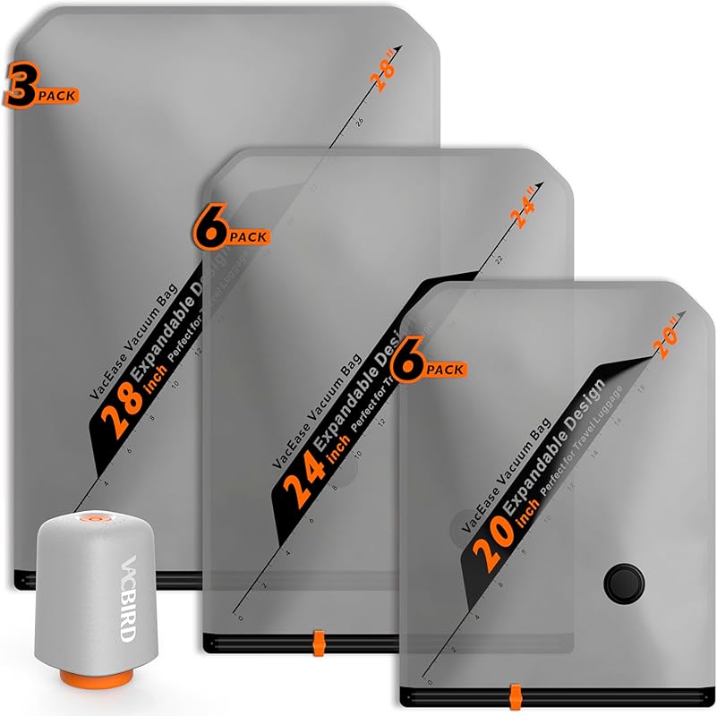 15 Travel Vacuum Bags with Rechargeable Wireless Pump for Clothes and 