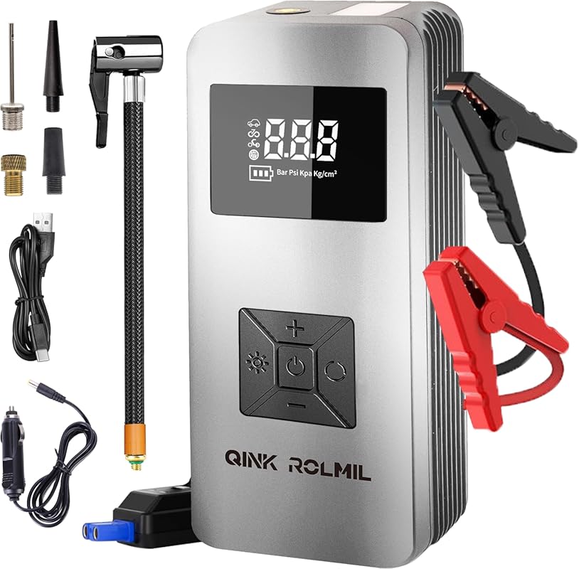 Powerful 8000A Jump Starter with 150 PSI Air Compressor for Car Batter