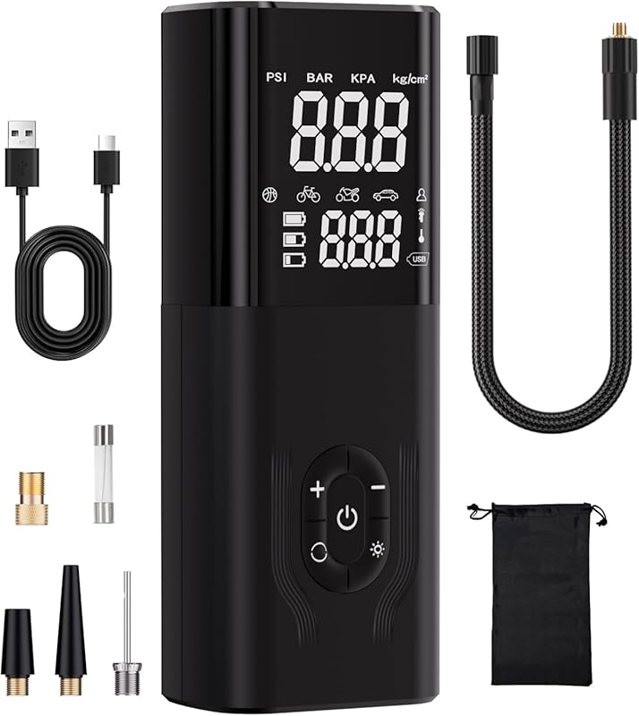 Cordless Air Compressor Tire Inflator for Cars: 180 PSI, 6X Faster, Di