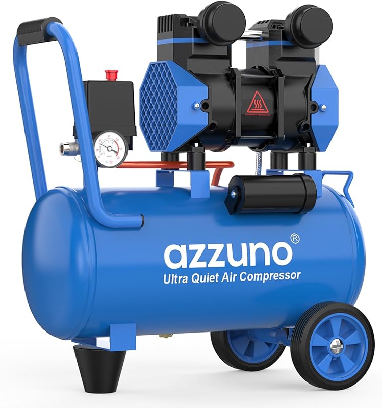 5 Best Air Compressors for Painting: Expert Picks for Flawless Fini... 3 AZZUNO 8 Gallon Ultra Quiet Oil-Free Air Compressor, 70dB, ideal for s