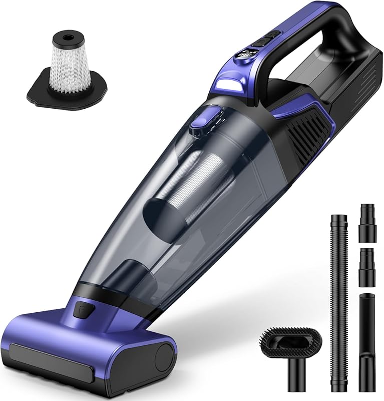 Cordless Handheld Pet Vacuum: High Power, Motorized Brush, Reusable Fi