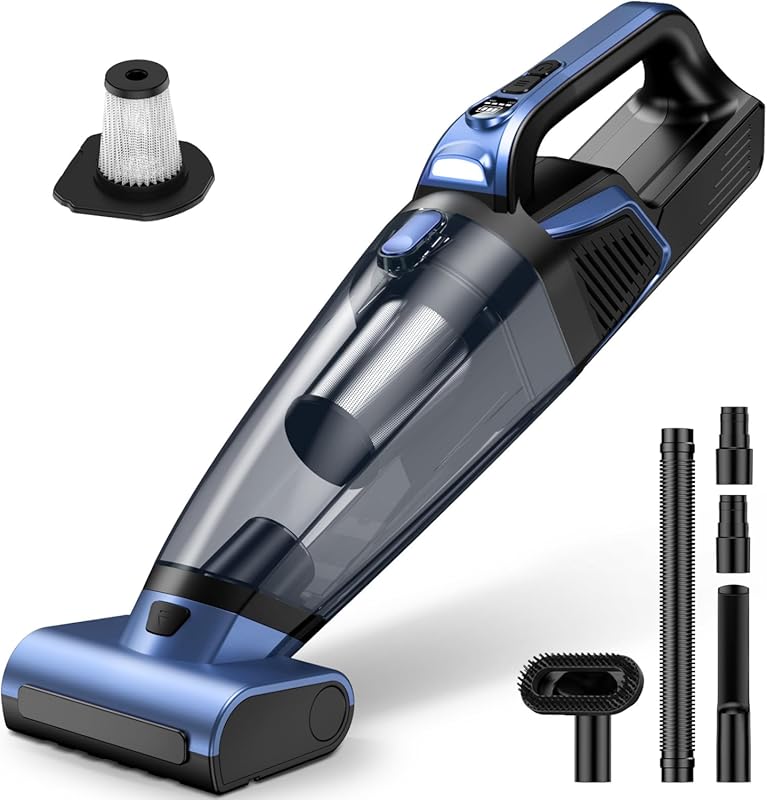 Cordless Handheld Pet Hair Vacuum with Motorized Brush and LED Light, 