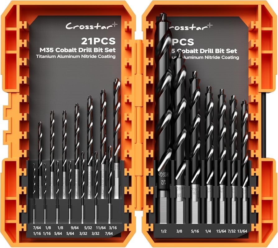 Pro Picks: 5 Best Drill Bits for Superior Performance 4 Crosstar M35 Cobalt Drill Bit Set, Titanium Coated for Hardened Steel,