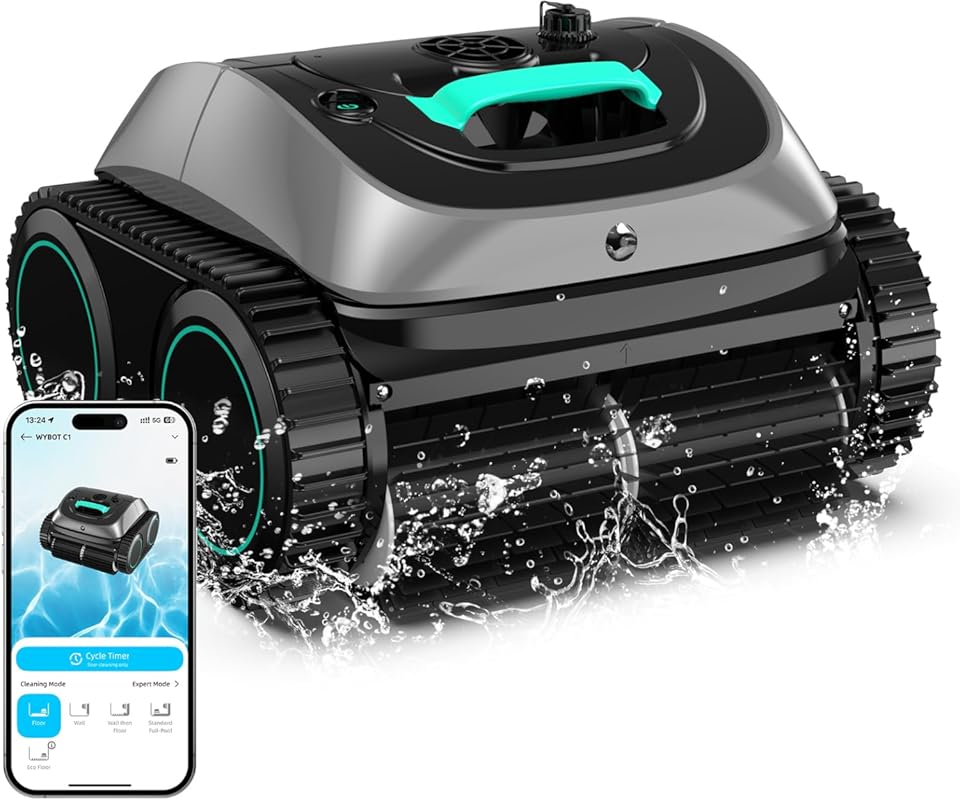 WYBOT C1 Cordless Robotic Pool Cleaner for Inground Pools: 150-Min, Tr