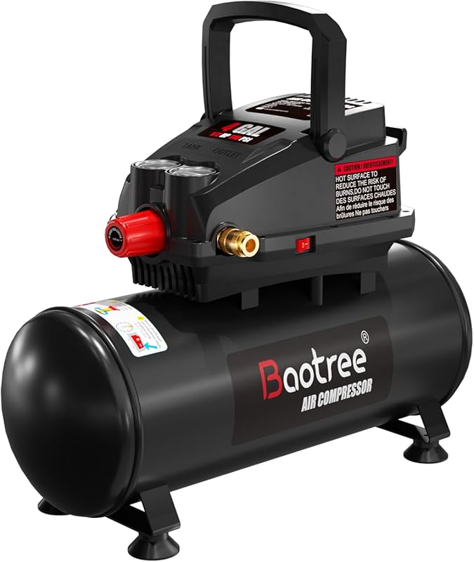 Portable Air Compressor, 4 Gallon Max 110PSI Oil Free Air Compressor T