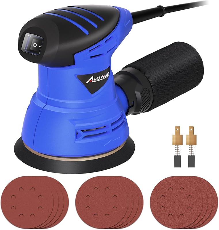 5-Inch Random Orbital Sander for Woodworking with 12000 RPM, Sandpaper