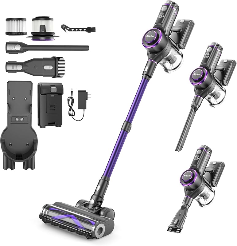 Cordless Stick Vacuum with AI Auto Suction and LED Headlights for Pet 