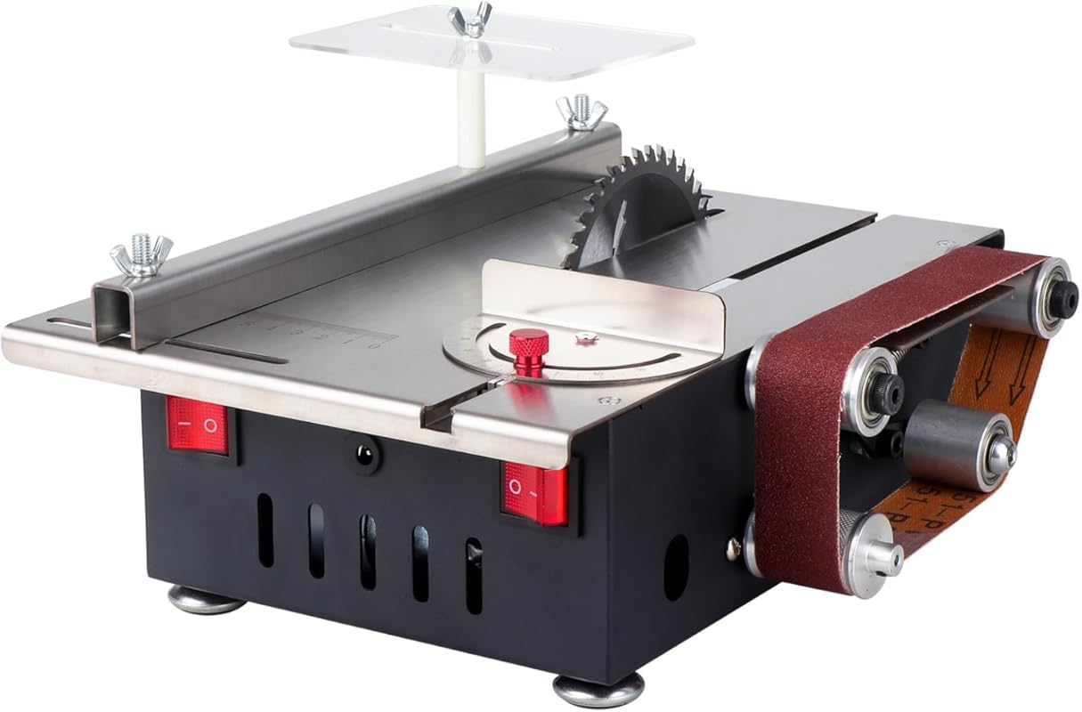 2-in-1 Portable Benchtop Table Saw and Sander for Wood, Metal, and Acr