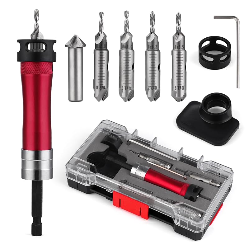 Best Metal Countersink Drill Bit Set with Depth Stop, Reversible Heads
