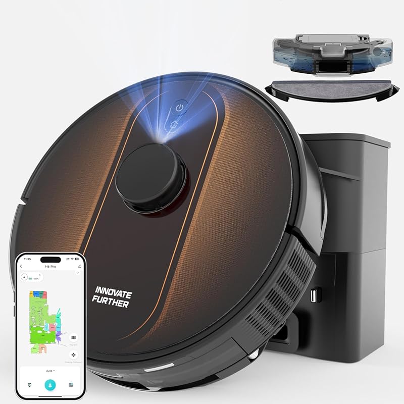 Robot Vacuum and Mop Combo with LiDAR, 5000Pa Suction, 60-Day Self-Emp