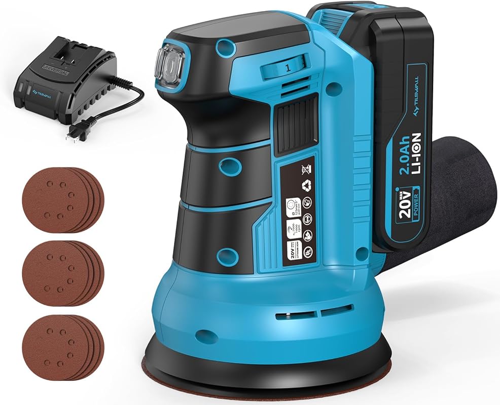 20V Cordless 5-Inch Orbital Sander with Vacuum Dust Collection for Woo