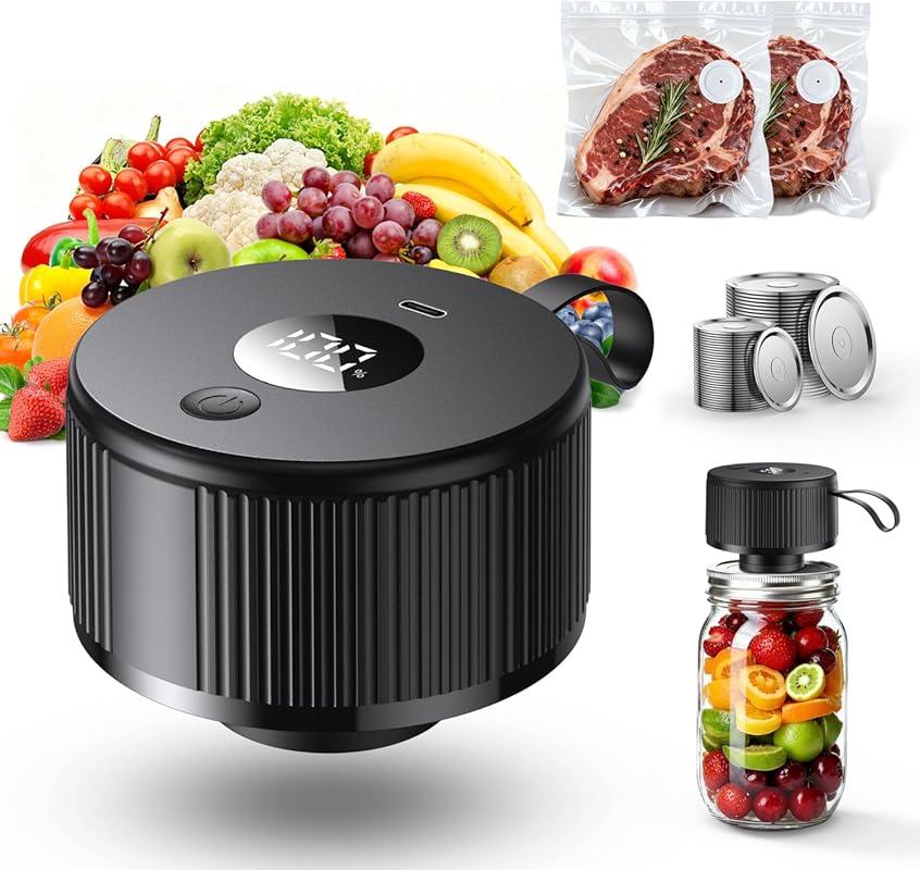 Electric Mason Jar Vacuum Sealer Kit for Food Preservation. For Cannin