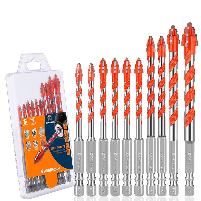 Serrated Concrete Drill Bit Set 10PCS , Tungsten Carbide Tip Masonry D