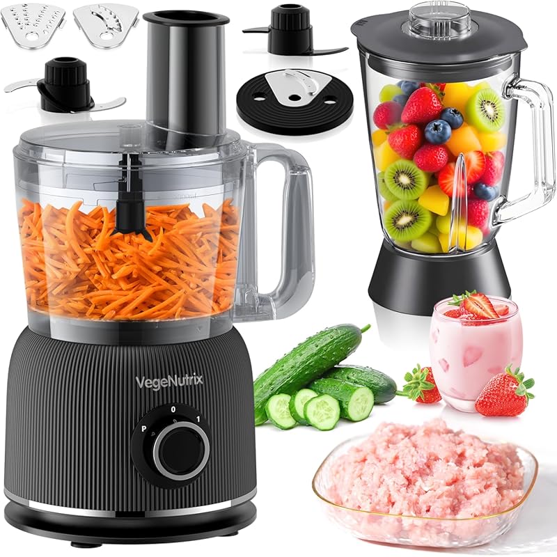 Food Processor and Blender Combo, 700W, with 88oz Chopper and 70oz Gla
