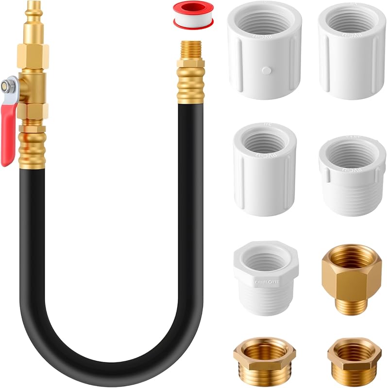 Sprinkler Blowout Adapter Kit with Shut-Off Valve for Air Compressor Q